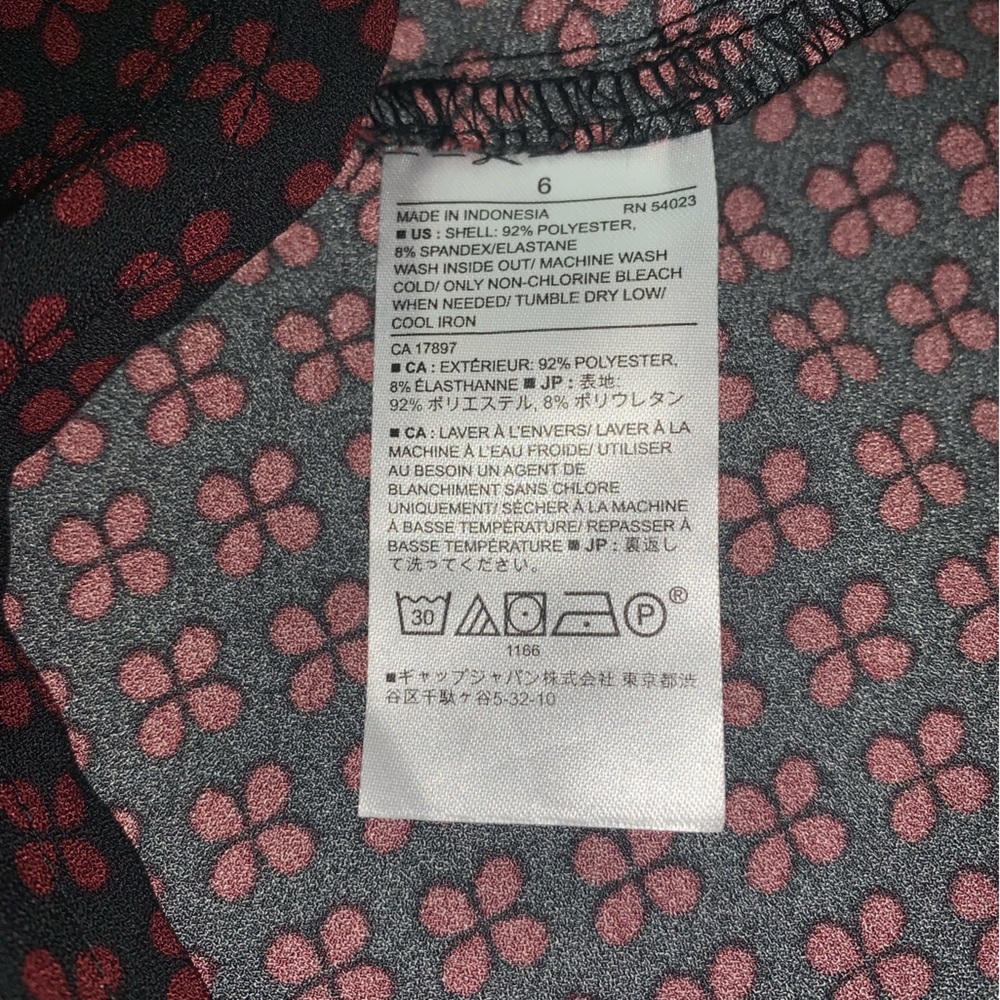 Banana Republic Factory Black & Burgundy Button Down Dress Size 6 - Picture 6 of 7